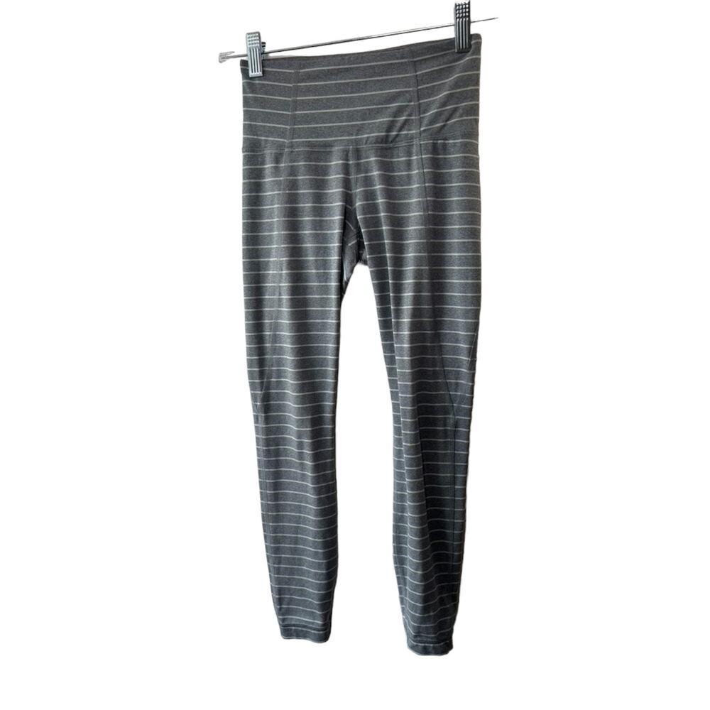 Athleta 25" Gray & White Stripe Chaturanga Tights Leggings Women's XXS
